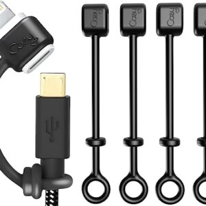 Cozy [5-Pack] Charging Cable Adapter Keeper/Holder/Tether, Compatible with (USB-C, Micro USB, Apple Pencil) adapters | Perfect for Keychain, Car, Travel (Black - 5 Pack)