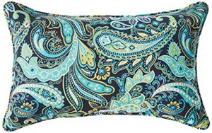 pillow perfect paisley outdoor/indoor lumbar pillow plush fill, weather, and fade resistant, lumbar - 11.5" x 18.5", blue/green pretty, 2 count