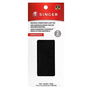singer 00834 adhesive back industrial strength hook & loop tape, 4-inch by 2-inch, 2-count, black