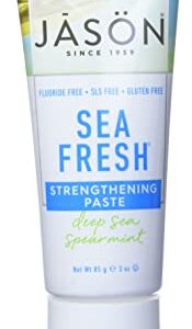Jason Sea Fresh Strengthening Fluoride-Free Toothpaste, Deep Sea Spearmint, Travel Size, 3 Oz
