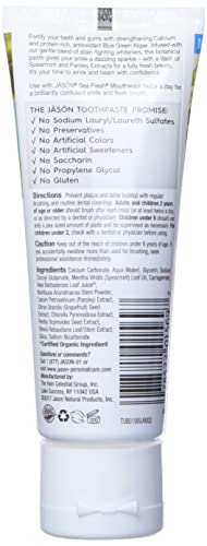 Jason Sea Fresh Strengthening Fluoride-Free Toothpaste, Deep Sea Spearmint, Travel Size, 3 Oz