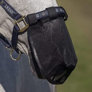 Horze Durable Mesh Nose Cover Fly Mask | Protects Against Flies, Insects and Dust | Attaches to Bridle or Halter - Black - Horse