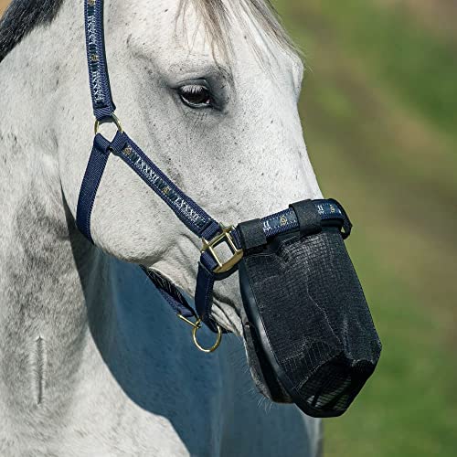 Horze Durable Mesh Nose Cover Fly Mask | Protects Against Flies, Insects and Dust | Attaches to Bridle or Halter - Black - Horse