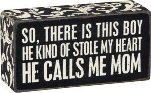 primitives by kathy 23548 floral trimmed box sign, 5 x 2.5-inches, calls me mom
