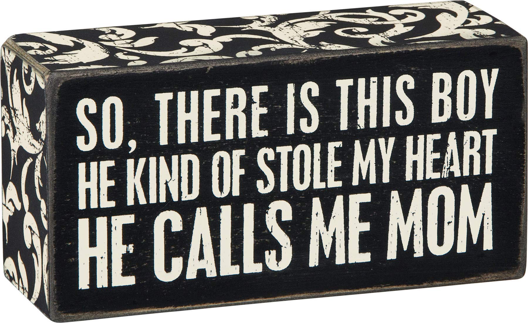 Primitives by Kathy 23548 Floral Trimmed Box Sign, 5 x 2.5-Inches, Calls Me Mom