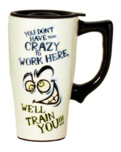 spoontiques you don't have to be crazy travel mug, off white