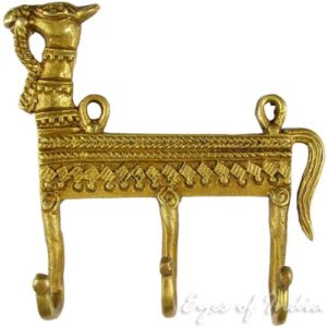 eyes of india - 5" gold brass camel decorative animal wall hooks hangers coat rack antique boho bohemian indian
