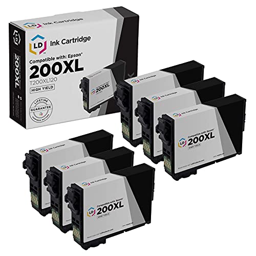 LD Products Remanufactured Ink Cartridge Replacements for Epson 200XL 200 XL T200XL120 High Yield (Black, 6-Pack)