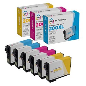 ld products remanufactured ink cartridge replacements for epson 200xl 200 xl high yield (2 cyan, 2 magenta, 2 yellow, 6-pack)