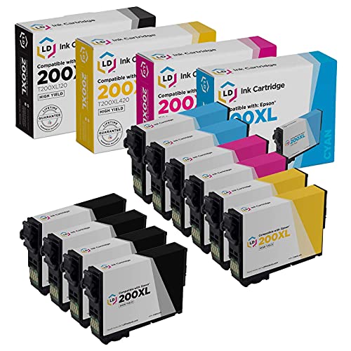 LD Products Remanufactured Replacements for Epson 200xl Ink Cartridges 200 XL High Yield for XP-200, XP-300, XP-310, XP-400, WF-2520, WF-2530, WF-2540 (4 Black, 2 Cyan, 2 Magenta, 2 Yellow, 10-Pack)