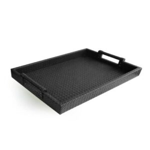 american atelier leather serving tray with handles 19 x 14 x 2 inches