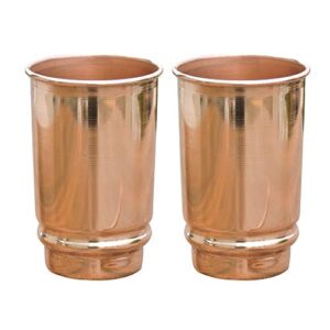pure copper tumblers set of 2, unlined, uncoated and lacquer free | 350 ml. (11.8 us fl oz) traveller's copper cups for ayurveda health benefits