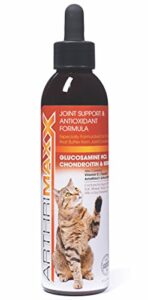 arthrimaxx cat supplement for joints, liquid drops, anti-inflammatory, glucosamine & chondroitin, for joint conditions, chicken flavor, 4 month supply