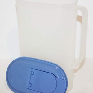 Tupperware Vintage Slim Line 2 Quart Sheer Refrigerator Pitcher With True Blue Seal