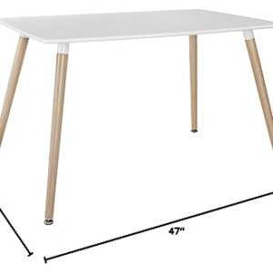 Modway Field 47" Mid-Century Modern Rectangle Kitchen and Dining Room Table in White