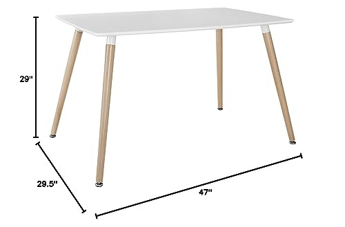 Modway Field 47" Mid-Century Modern Rectangle Kitchen and Dining Room Table in White