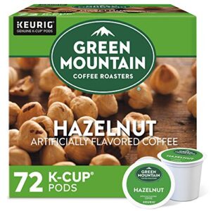 green mountain coffee roasters hazelnut, single-serve keurig k-cup pods, flavored light roast coffee, 72 count