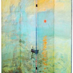 Oriental Furniture 6 ft. Tall Double Sided Works of Monet Canvas Room Divider - Impression Sunrise/Houses of Parliament
