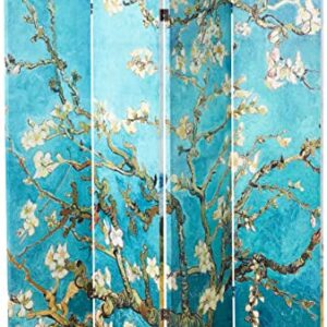 Oriental Furniture 6 ft. Tall Double Sided Works of Van Gogh Canvas Room Divider - Almond Blossoms/Wheat Field