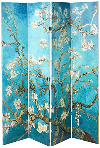 Oriental Furniture 6 ft. Tall Double Sided Works of Van Gogh Canvas Room Divider - Almond Blossoms/Wheat Field