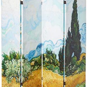 Oriental Furniture 6 ft. Tall Double Sided Works of Van Gogh Canvas Room Divider - Almond Blossoms/Wheat Field