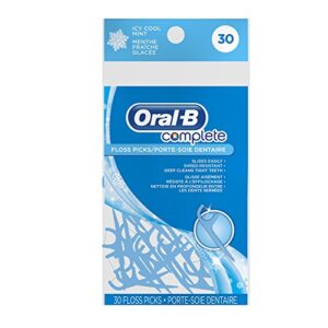 tsn oral-b complete floss picks, icy mint, 30 ct