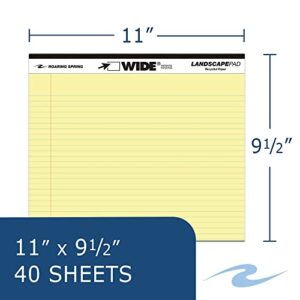 Roaring Spring Wide College Ruled Legal Pad, 2 Pack, 11" x 9.5" 40 Sheets, Canary Yellow, Landscape Orientation Notepads, Made in USA