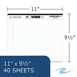 Roaring Spring Wide College Ruled Legal Pad, 2 Pack, 11" x 9.5" 40 Sheets, White, Landscape Orientation Notepads, Made in USA