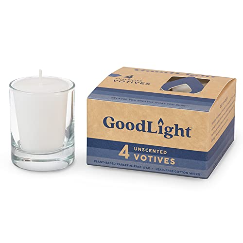 Paraffin-Free Votive Candles, Made from Vegan Palm Wax and Clean-Burning and All-Natural Votive White Candles, 15-Hour Burn Time (4 Unscented Small Candles)