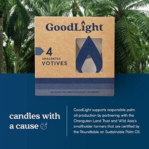 Paraffin-Free Votive Candles, Made from Vegan Palm Wax and Clean-Burning and All-Natural Votive White Candles, 15-Hour Burn Time (4 Unscented Small Candles)