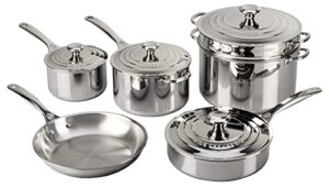 le creuset tri-ply stainless steel 10 pc. cookware set