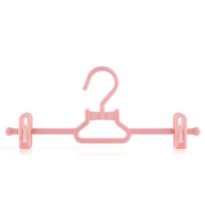 HANGERWORLD 11.8inch Kids Toddler Baby Pant and Skirt Hangers with Clips Swivel Hook (10 Pack, Pink)