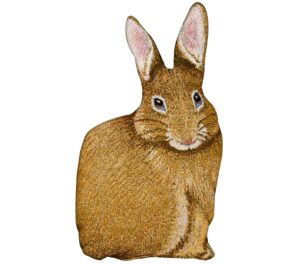manual woodworkers & weavers bunny hop hare raising rabbit shaped pillow, 17.5",