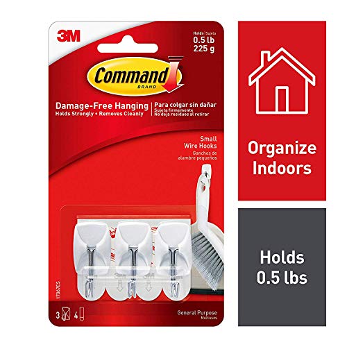 COMMAND Wire Hooks, 18 Pieces, Indoor White, Holds .5 Lbs.,18 Small Hooks