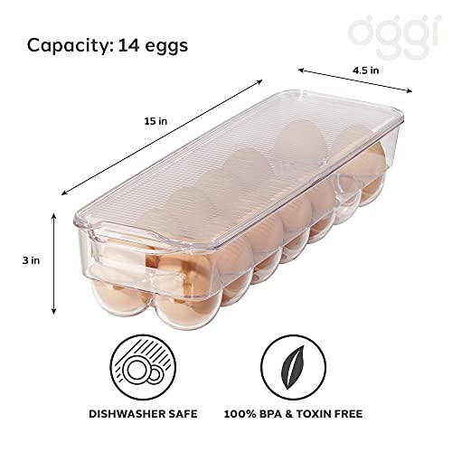 Oggi Clear Stackable Egg Tray for Fridge, Freezer and Pantry