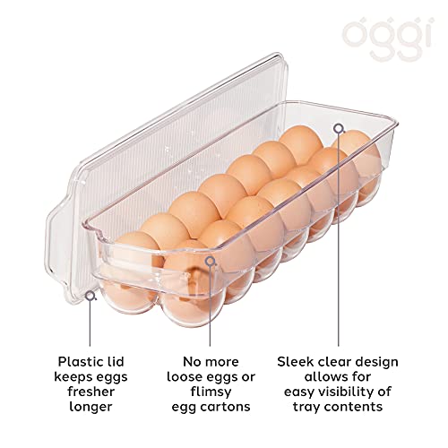 Oggi Clear Stackable Egg Tray for Fridge, Freezer and Pantry