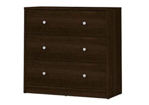 tvilum, bedroom furniture, silver handles, modern and elegant design 3 drawer chest, brown