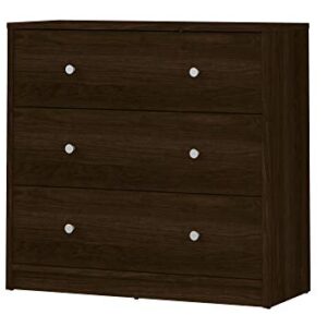 Tvilum, Bedroom Furniture, Silver Handles, Modern and Elegant Design 3 Drawer Chest, Brown