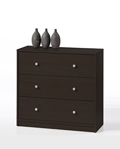 Tvilum, Bedroom Furniture, Silver Handles, Modern and Elegant Design 3 Drawer Chest, Brown