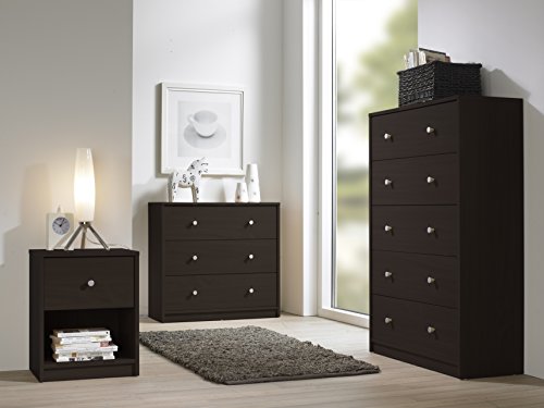 Tvilum, Bedroom Furniture, Silver Handles, Modern and Elegant Design 3 Drawer Chest, Brown