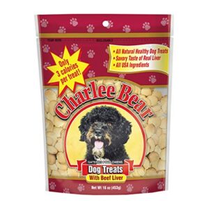 charlee bear original crunch beef liver dog treat, 16 oz bag – made in usa, natural training treats