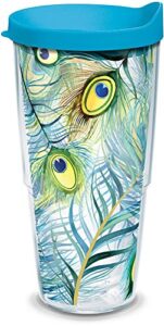 tervis peacock tumbler with wrap and turquoise lid 24oz, clear