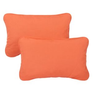 mozaic company sunbrella indoor/ outdoor 13 by 20-inch corded pillow, melon, set of 2