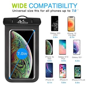 MoKo Waterproof Phone Pouch Holder, Cellphone Case Dry Bag with Lanyard Armband Compatible with iPhone 14 13 12 11 Pro Max, Samsung S21/S20/S10, Black