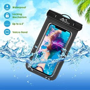 MoKo Waterproof Phone Pouch Holder, Cellphone Case Dry Bag with Lanyard Armband Compatible with iPhone 14 13 12 11 Pro Max, Samsung S21/S20/S10, Black