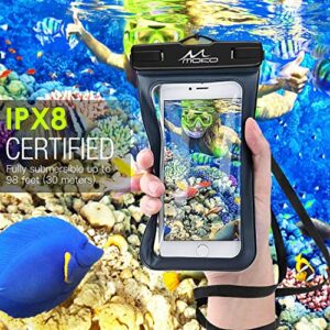 MoKo Waterproof Phone Pouch Holder, Cellphone Case Dry Bag with Lanyard Armband Compatible with iPhone 14 13 12 11 Pro Max, Samsung S21/S20/S10, Black