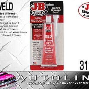 J-B Weld 31314 High Temperature RTV Silicone Gasket Maker and Sealant - Red - 3 oz.