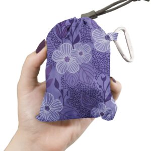 ChicoBag VITA Purple Blooms Designer Compact Reusable Shopping Tote with Attached Pouch and Carabiner Clip - Bliss