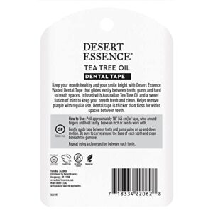 Desert Essence, Tea Tree Dental Tape 30 yd - Gluten Free - Cruelty Free - Naturally Waxed with Bees Wax - Thick Floss no Shred Tape - Tea Tree Oil - Removes Plaque and Build Up