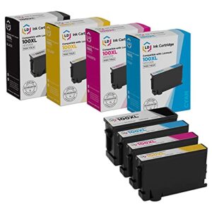 ld compatible ink cartridge replacement for lexmark 100xl high yield (black, cyan, magenta, yellow, 4-pack)